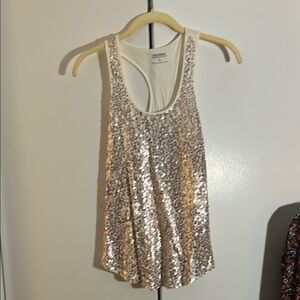 Express Gold Sequin Sleeveless Tank Top
